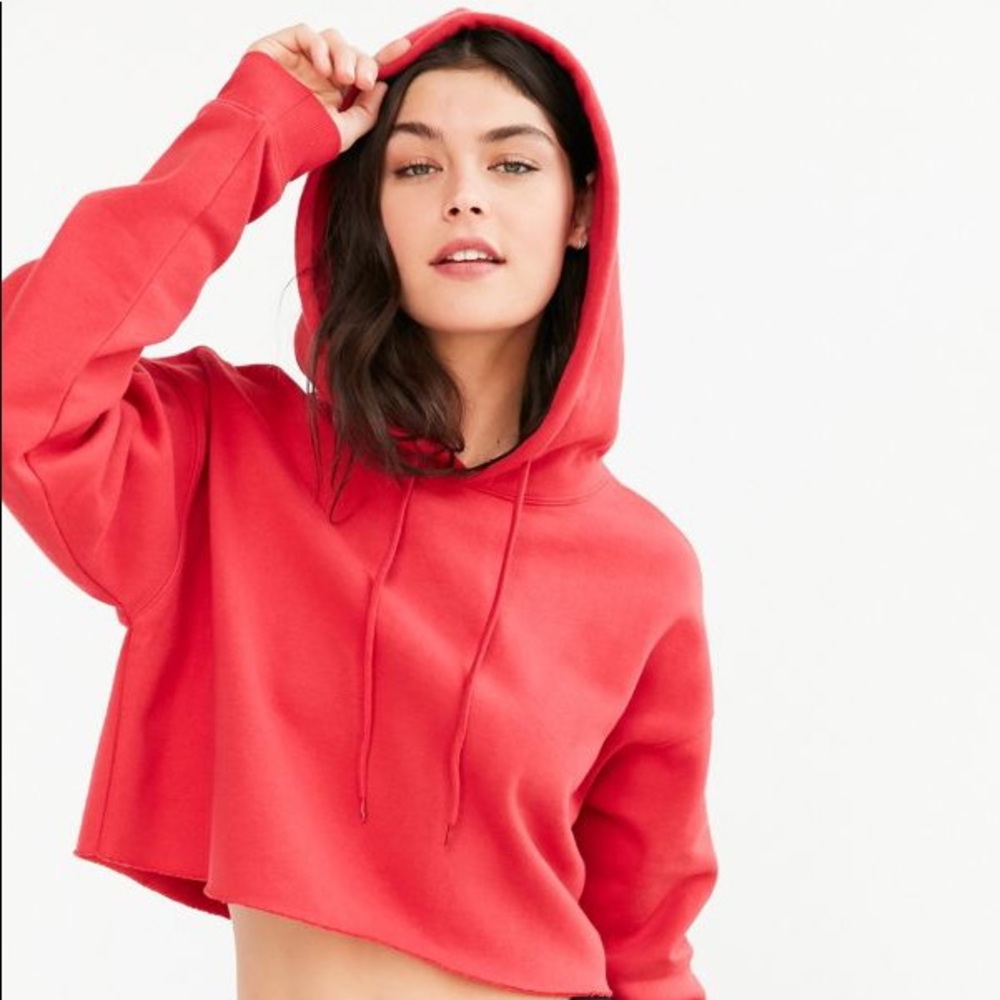 Urban Outfitters Red Cropped Hoodie